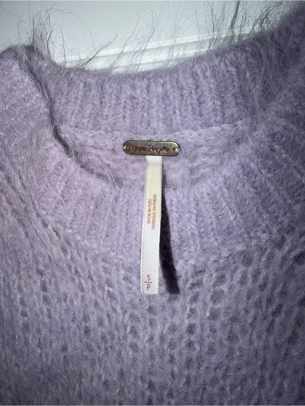 Free People Fuzzy Alpaca Wool‎ Blend Lilac Crewneck Sweater S